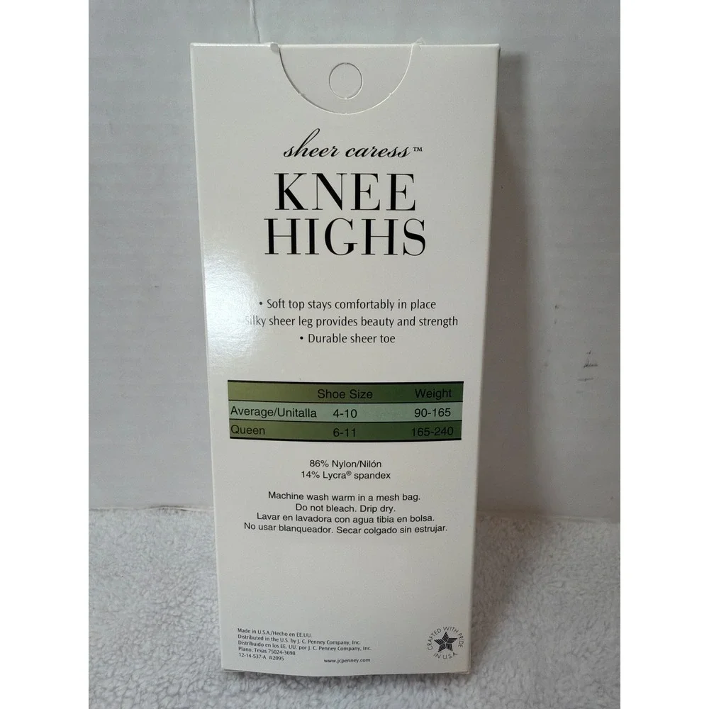 NOS JCPenney Sheer Caress Knee Highs Womens Average‎ Off Black 3 Pairs